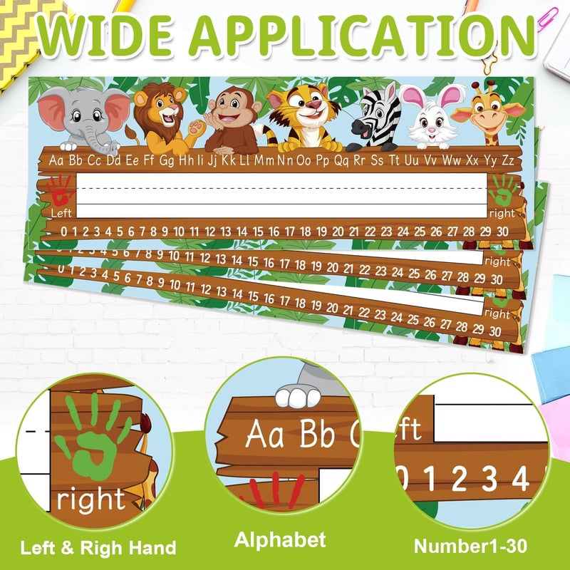 Hedeey 36 Pack Self Adhesive Name Tags for Classroom Student Desks,Multipurpose Manuscript Students Name Plates for desks Classroom with Alphabet Letters,Number Chart,Ruler(12 x 4 Inch,Animal) - Image 4